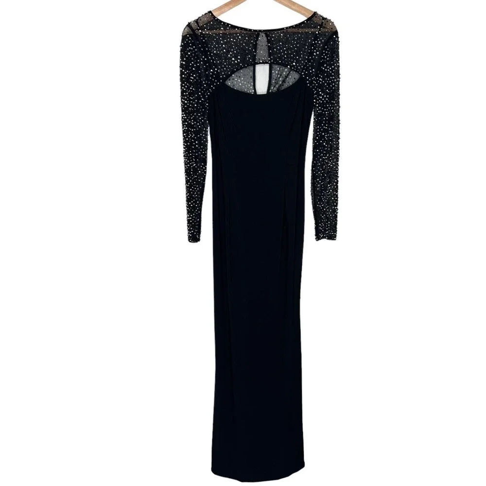 New Women’s Betsey And Adam Haisley Long Jersey Knit Beaded Dress Size 8